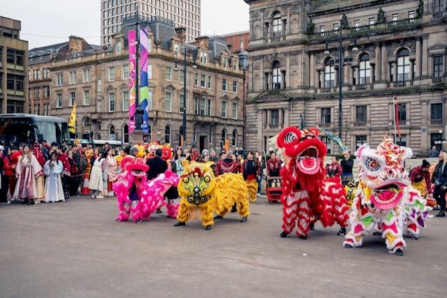 Performers George Square at Chinese New Year