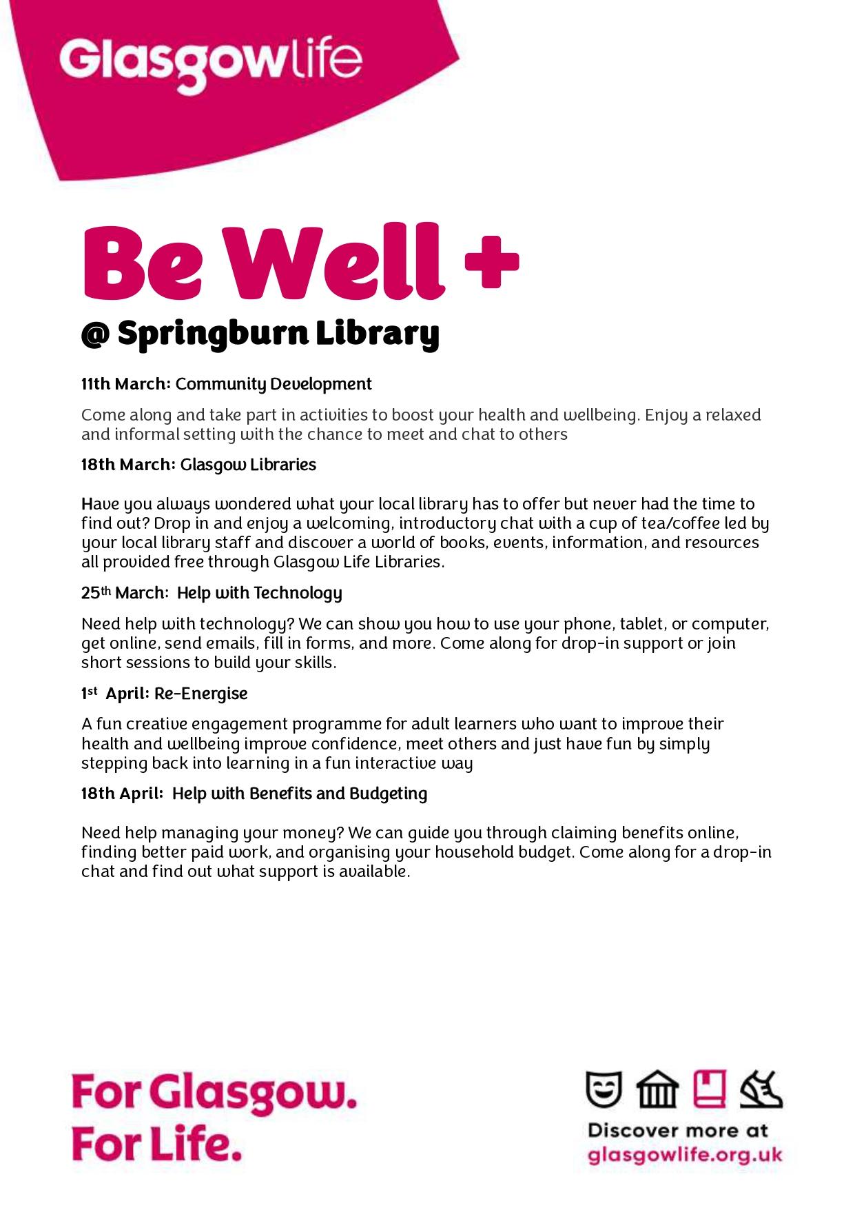 Be Well Springburn Events
