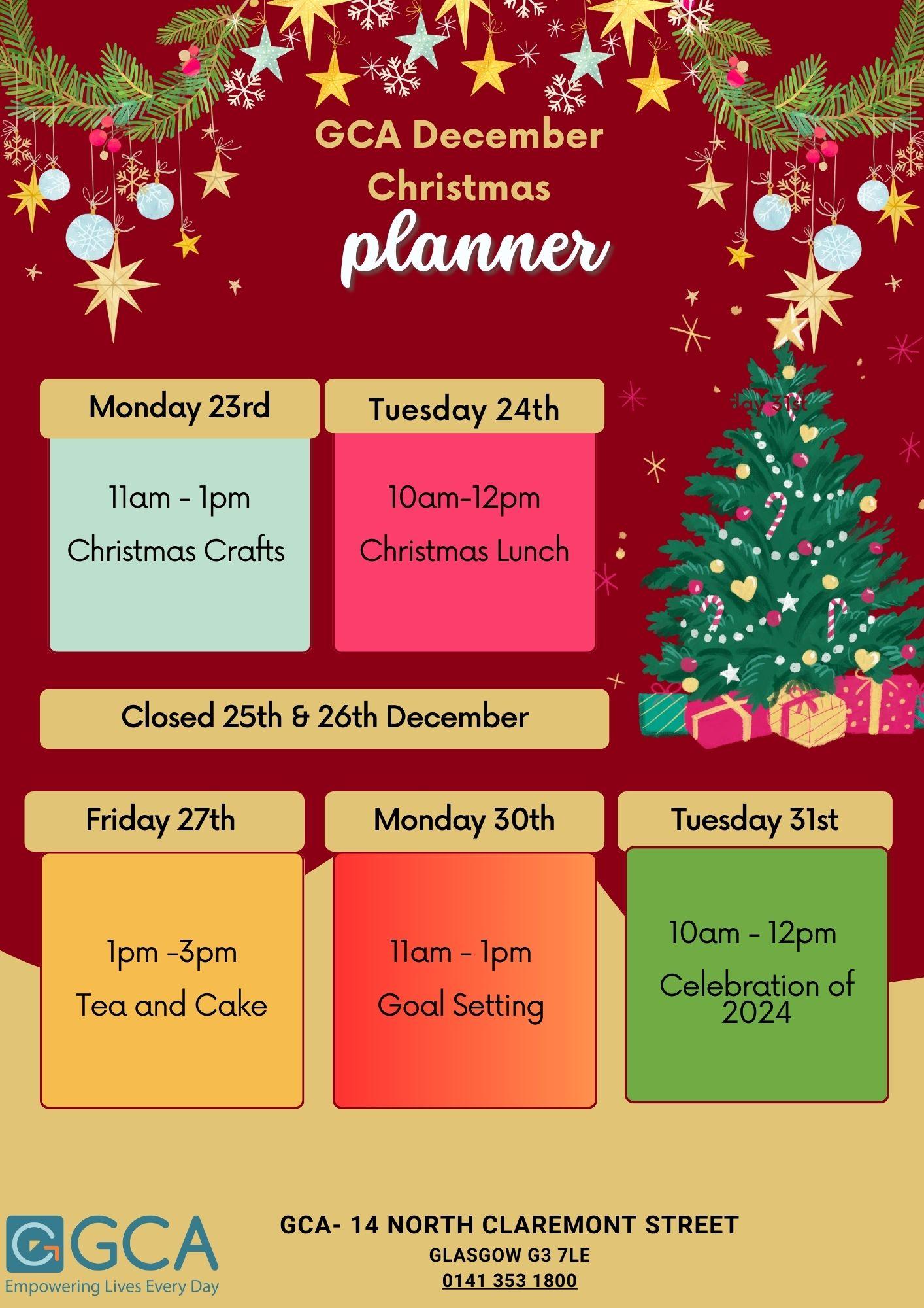 Christmas Festive Hours - GCA