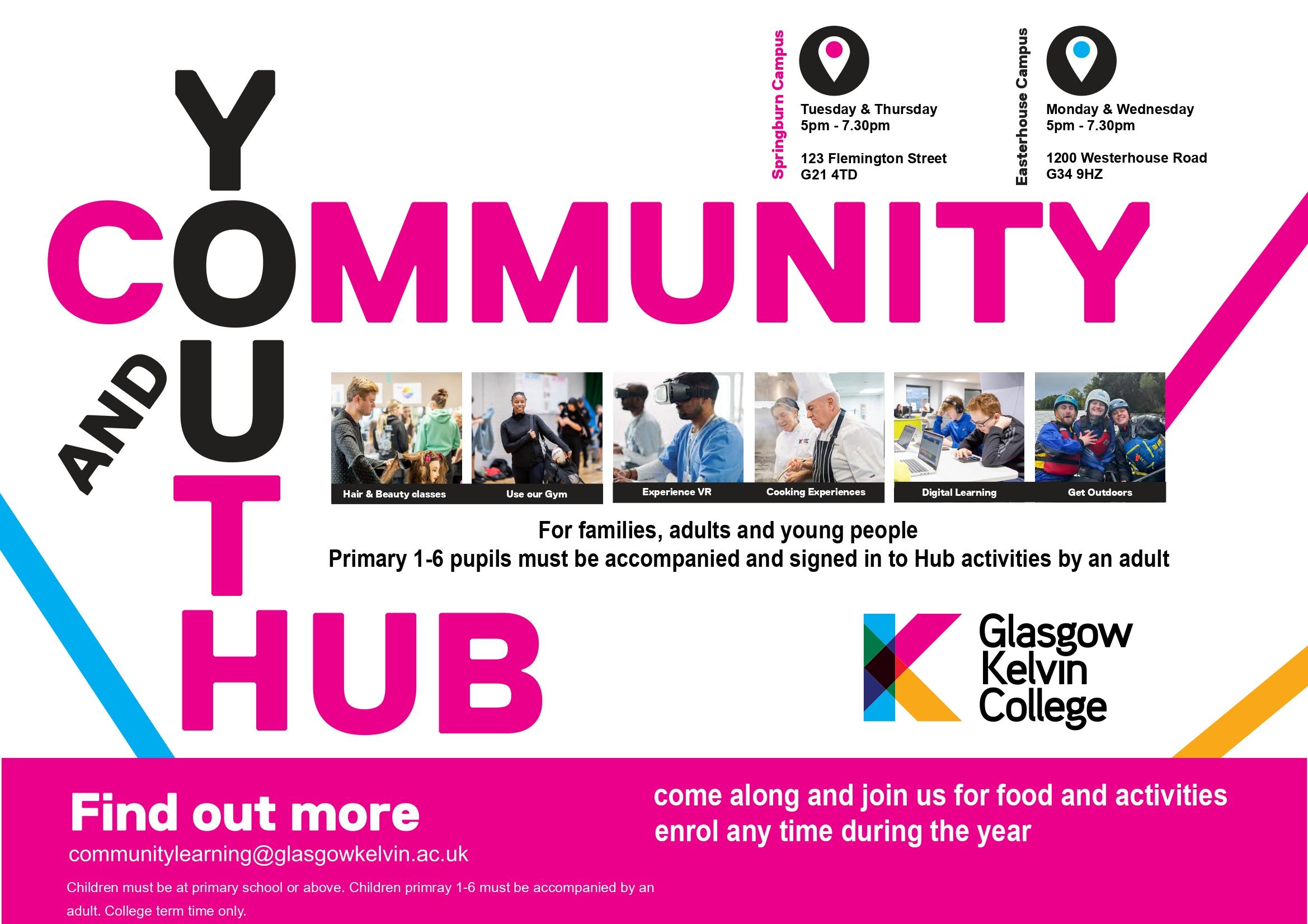 Glasgow Kelvin College Community Hub Flyer 2026