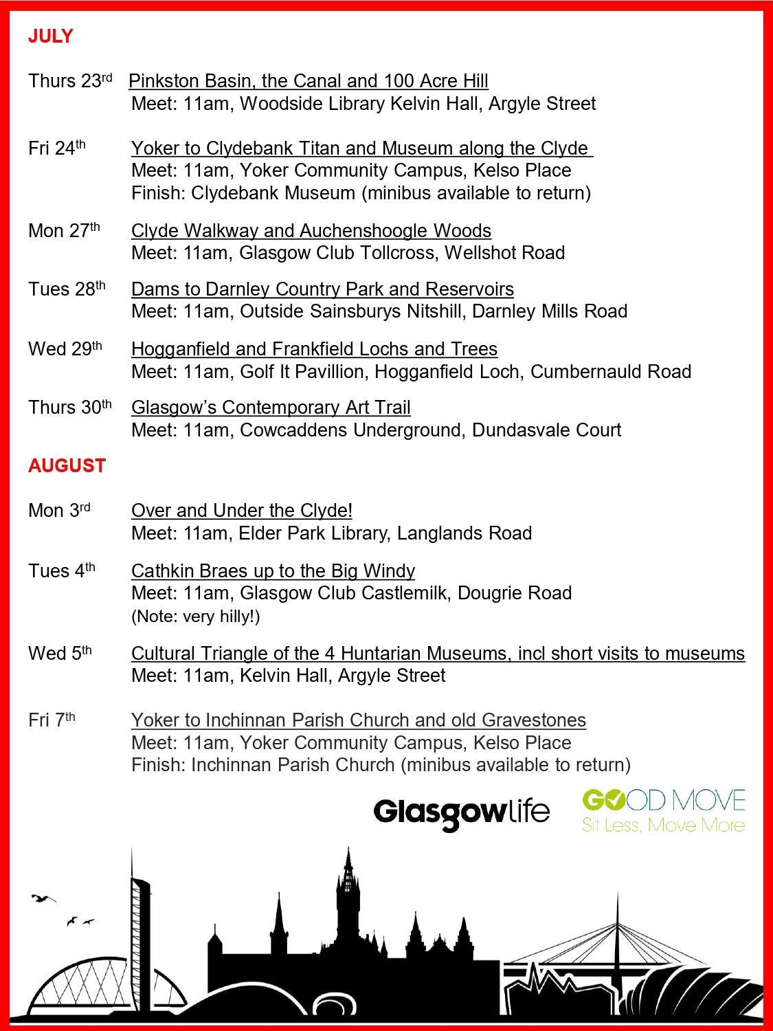 Glasgow Life Themed Walks July Aug 2026 2