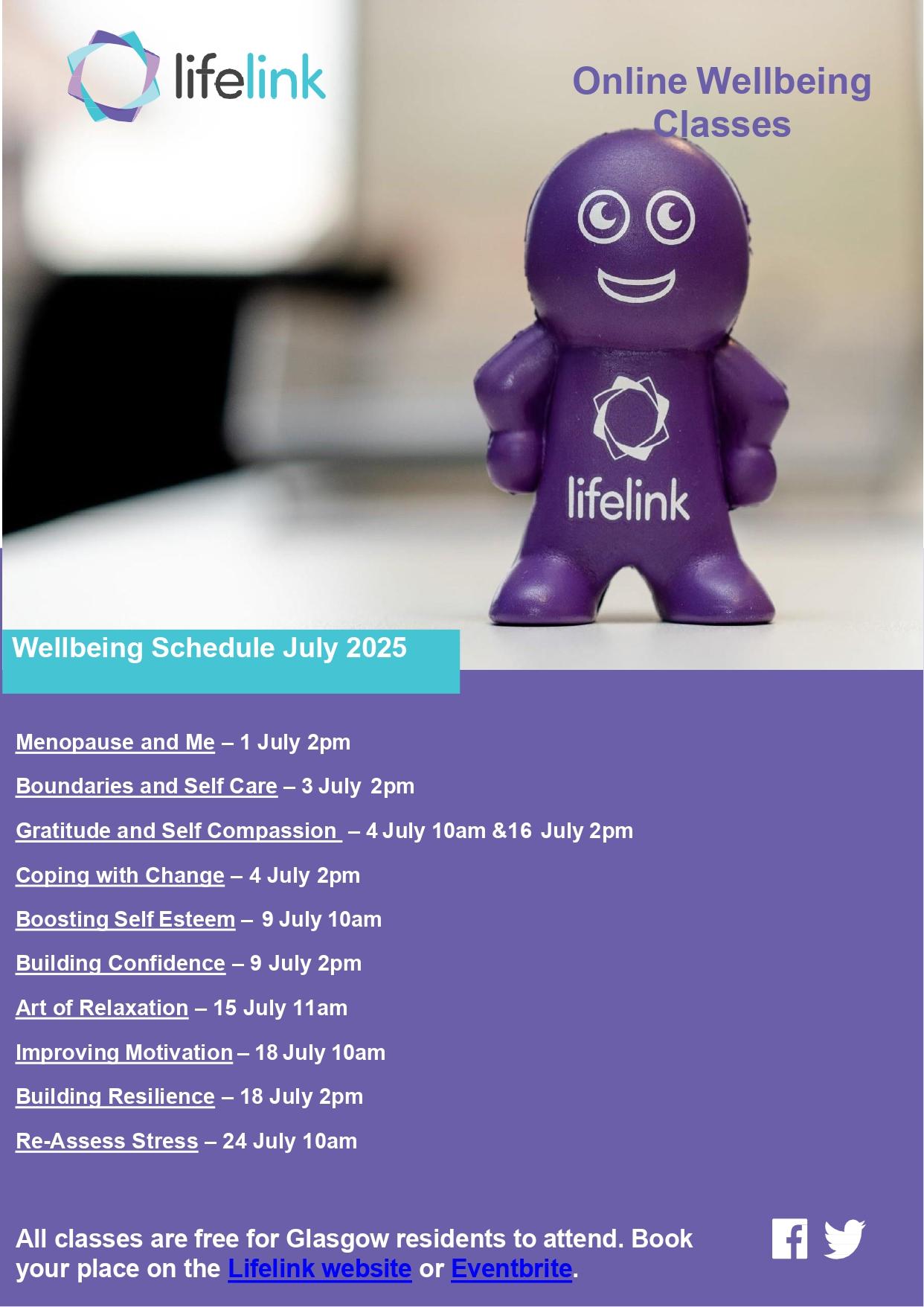 July 2025 Wellbeing Schedule