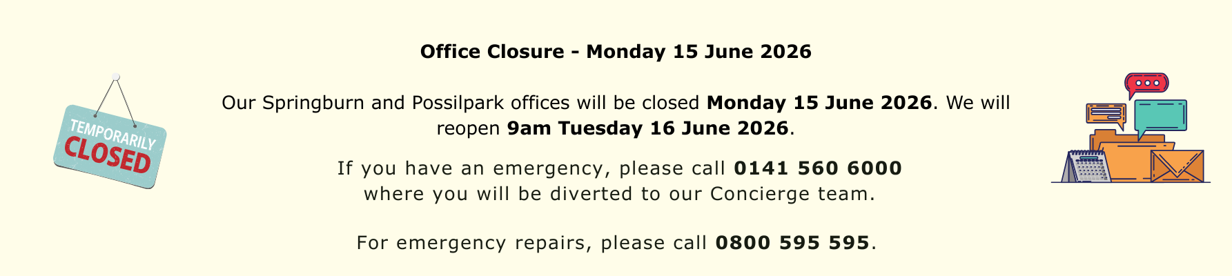 Office Closure - 15 June
