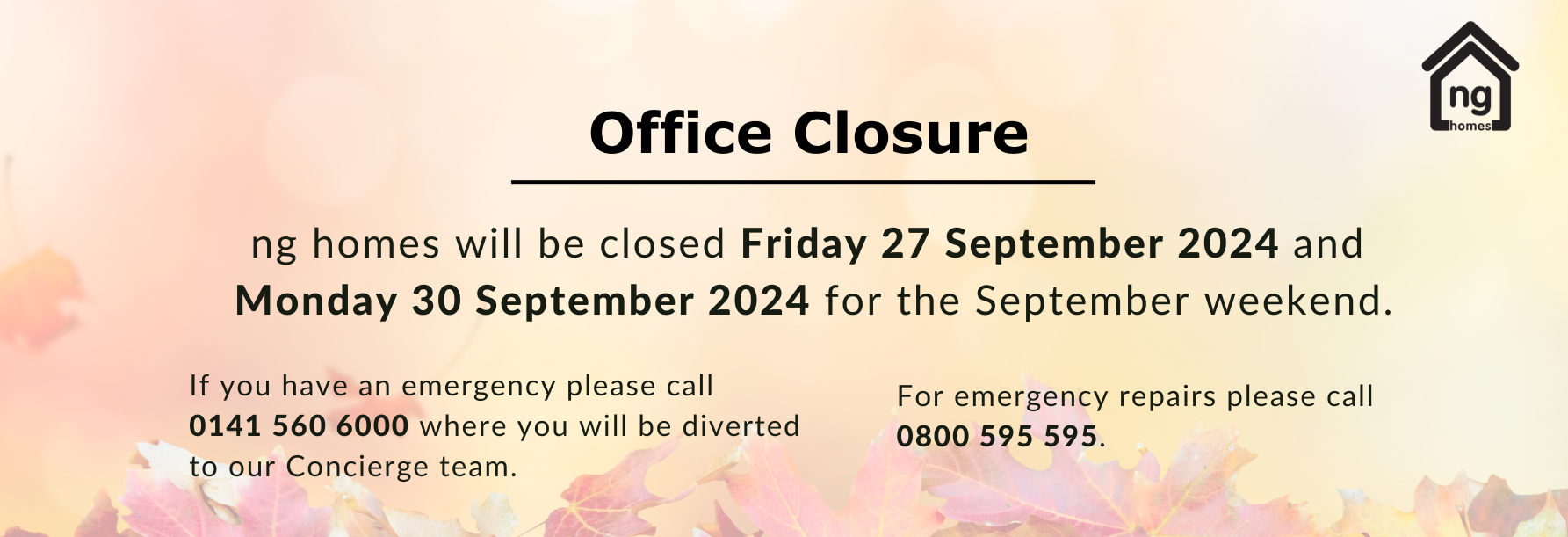 Graphic with advice on upcoming September office closure